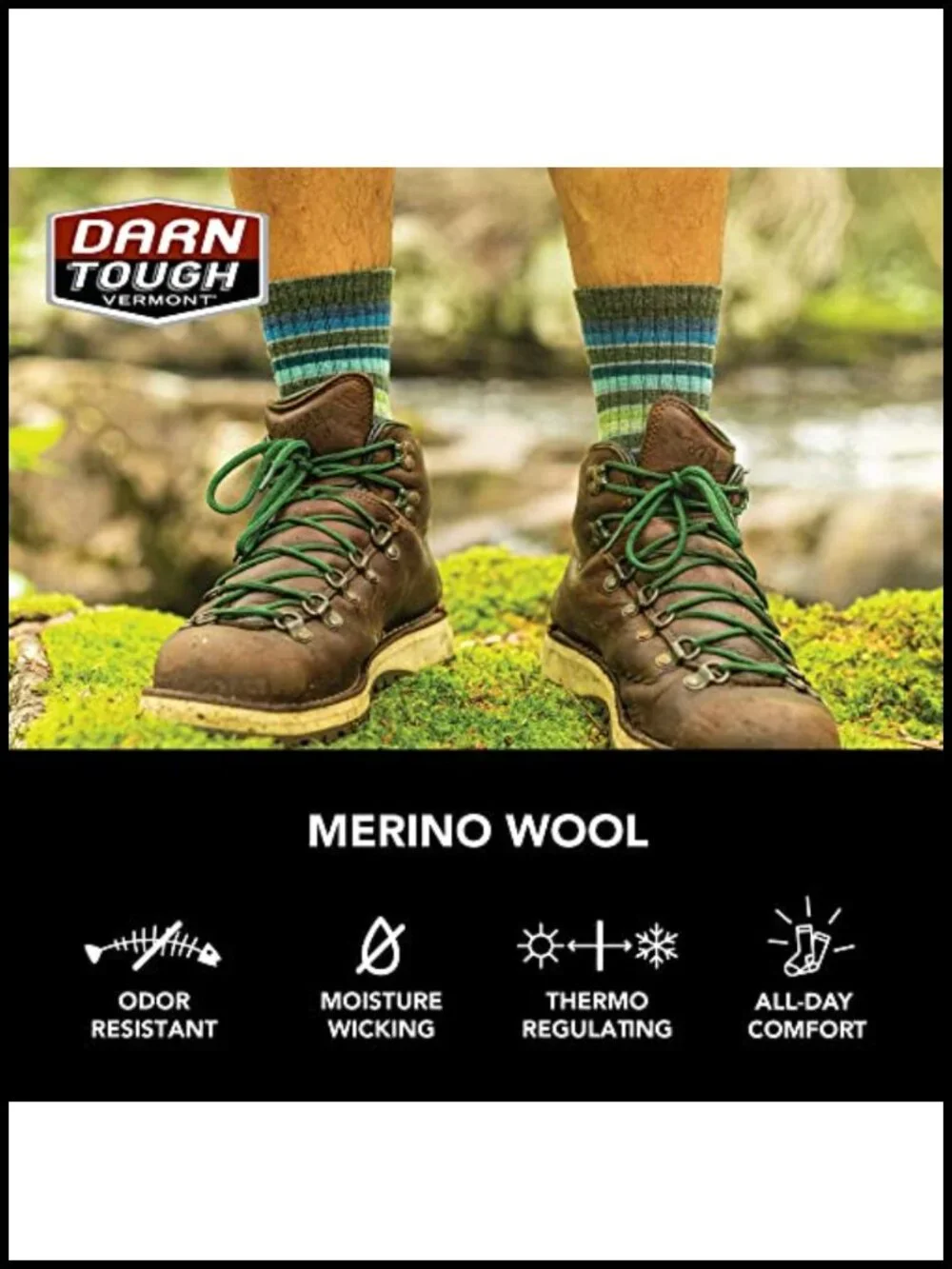 Merino Wool Hiking Socks Cushioned Crew Midweight Darn Tough